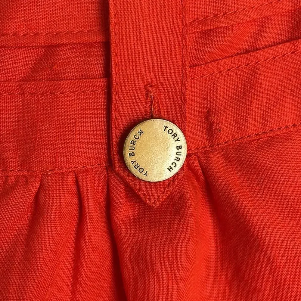 Tory Burch 100% linen hi rise A-line skirt sz 4